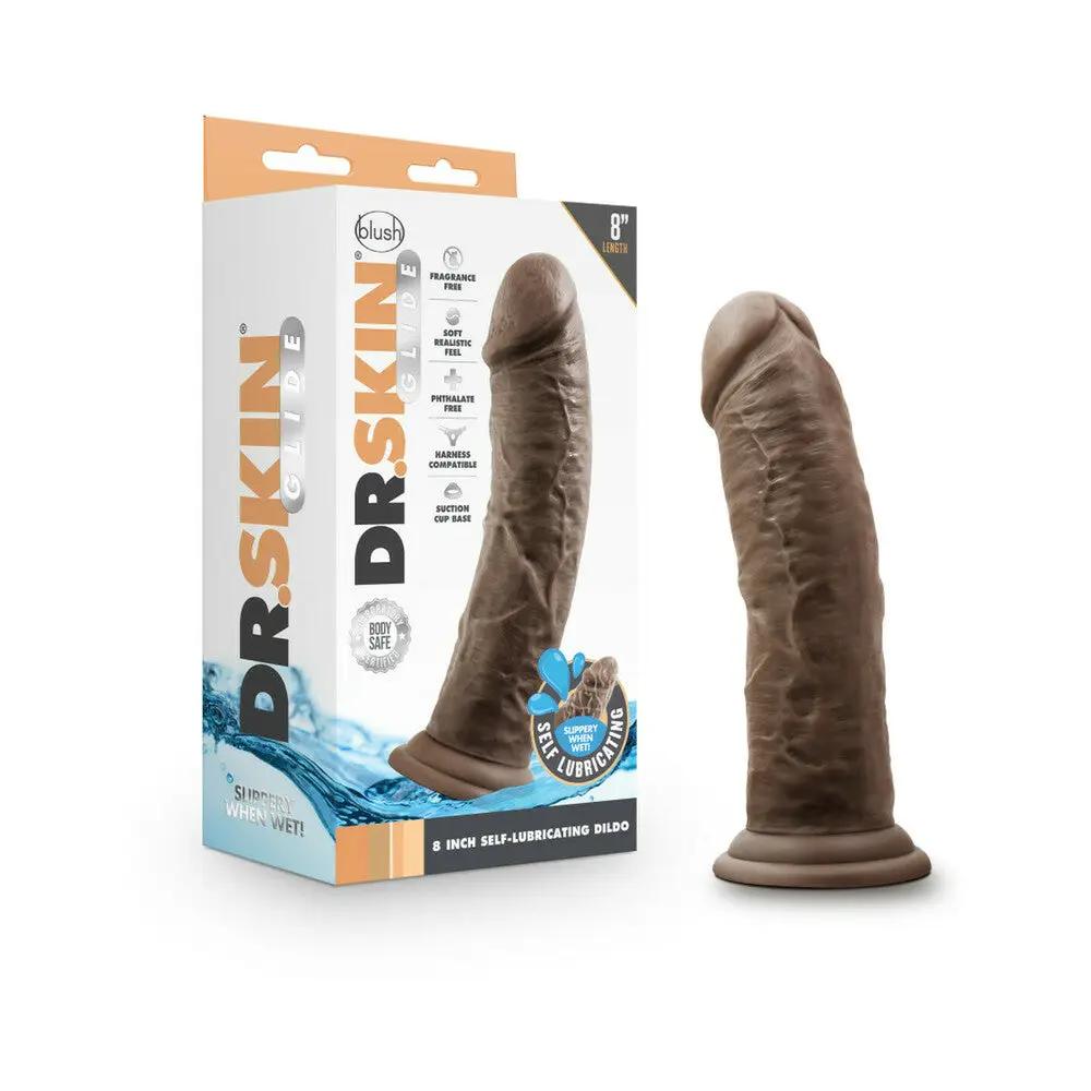 Dr. Skin Glide Realistic 8 in. Self-Lubricating Dildo Brown by Blush