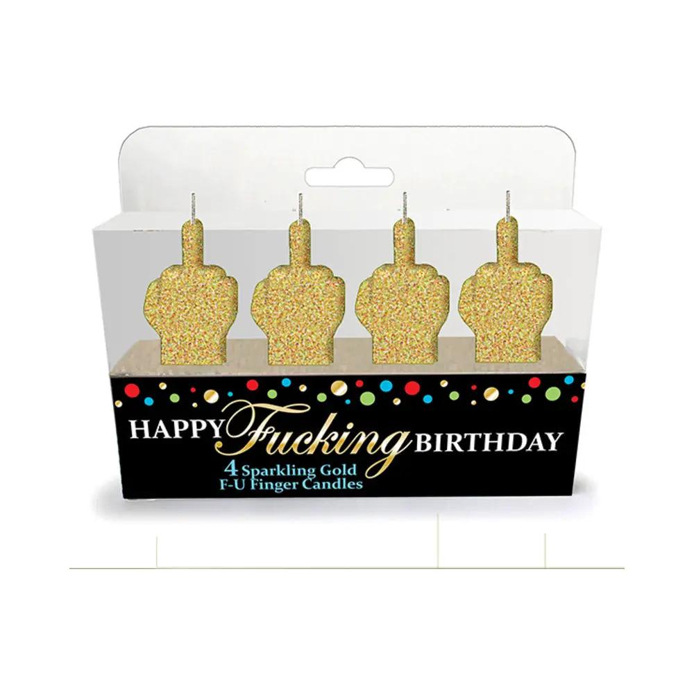 Happy Fucking Birthday Glitter Middle Finger Candles 4-Pack by Little Genie