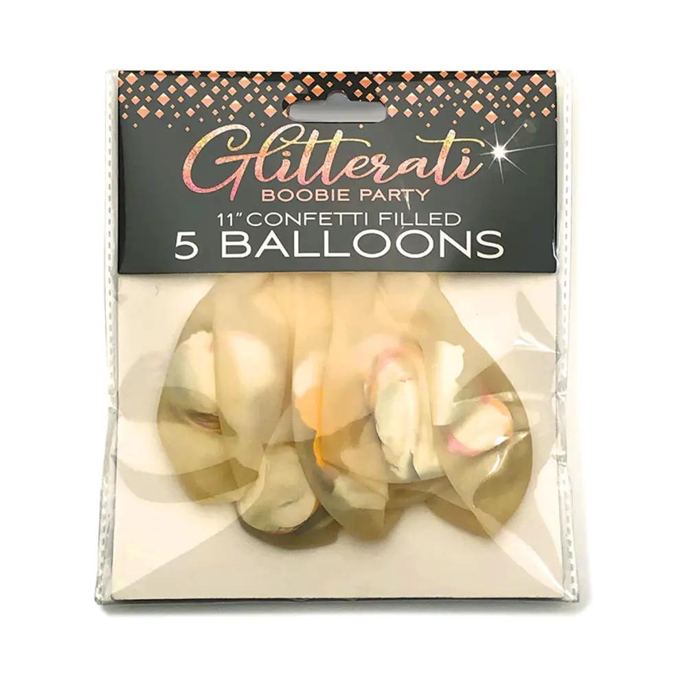 Glitterati Boobie Party Confetti Balloons 5-Pack by Little Genie