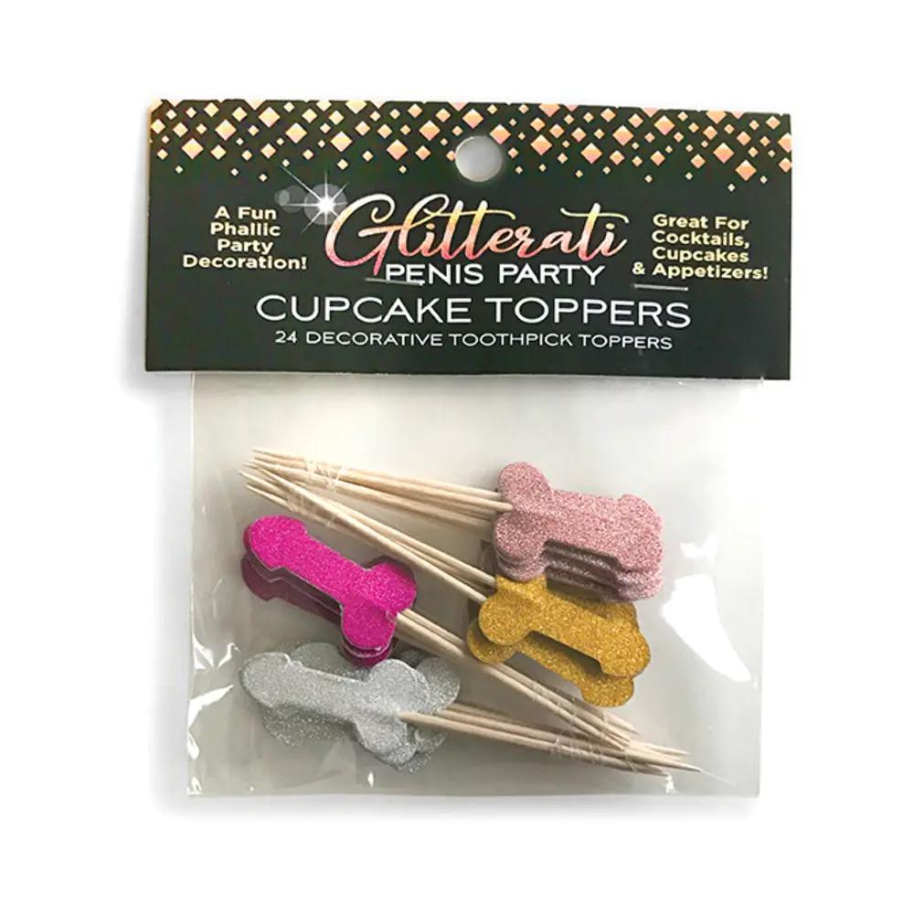 Glitterati Penis Party Cupcake Topper Toothpicks 24-Pack by Little Genie