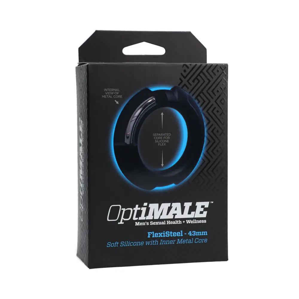 OptiMALE FlexiSteel Silicone, Metal Core Cock Ring 43 mm Black by Doc Johnson