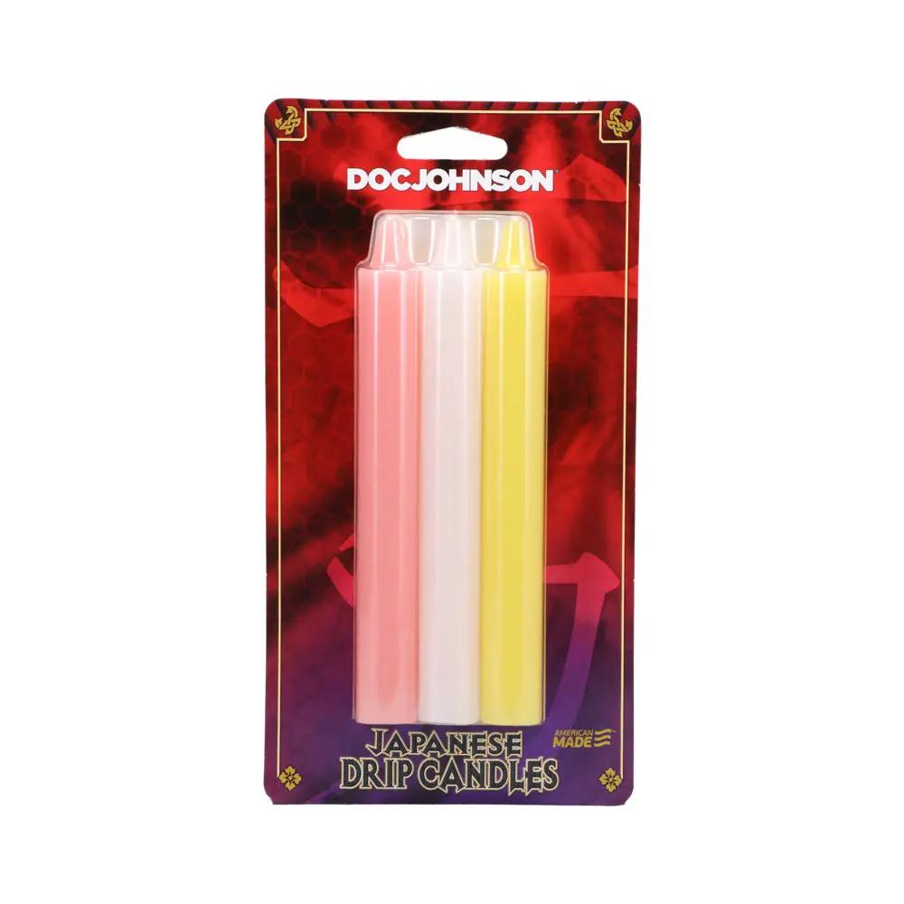Japanese Drip Candles 3-Pack Pink, White, Yellow by Doc Johnson