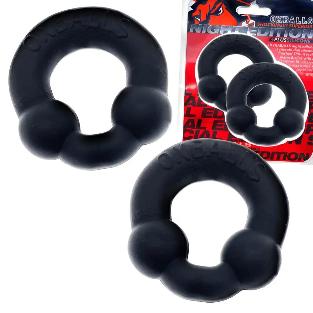 OxBalls Ultraballs 2-Pack Cockring Plus+Silicone Special Edition Night by Oxballs