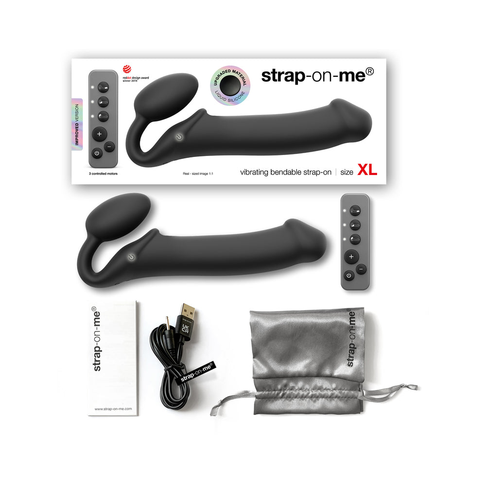 Strap-On-Me Vibrating Bendable Strapless Strap-On Black XLarge