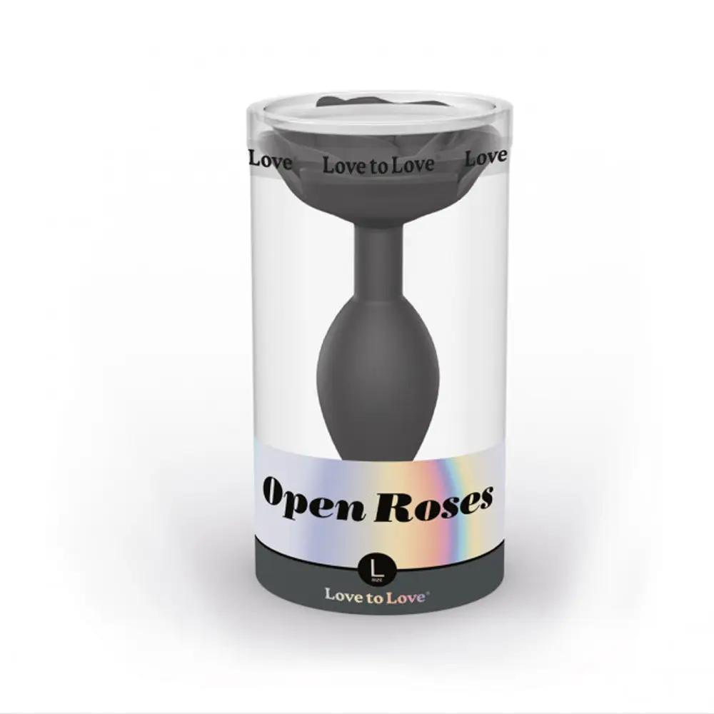 Love to Love Open Roses Silicone Anal Plug Black Onyx Large by Lovely Planet