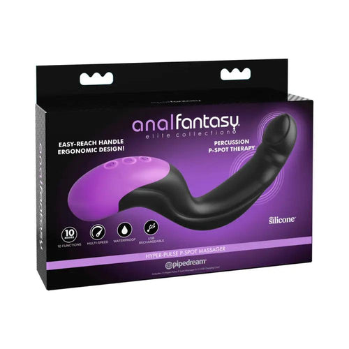 Anal Fantasy Elite Collection Rechargeable Silicone Hyper-Pulse P-Spot Massager Black by Pipedream