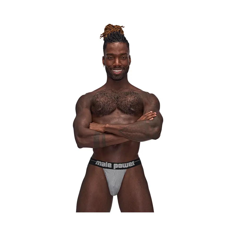 Male Power Sexagon Strappy Ring Jock Gray L/XL by Male Power
