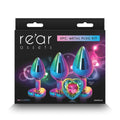 Rear Assets 3-Piece Metal Plug Kit Multicolor/Rainbow Heart by NS Novelties