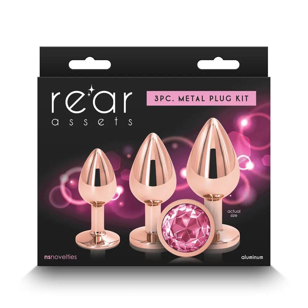 Rear Assets 3-Piece Metal Plug Kit Rose Gold/Pink by NS Novelties