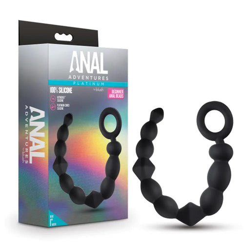 Anal Adventures Platinum Silicone Beginner Anal Beads Black by Blush