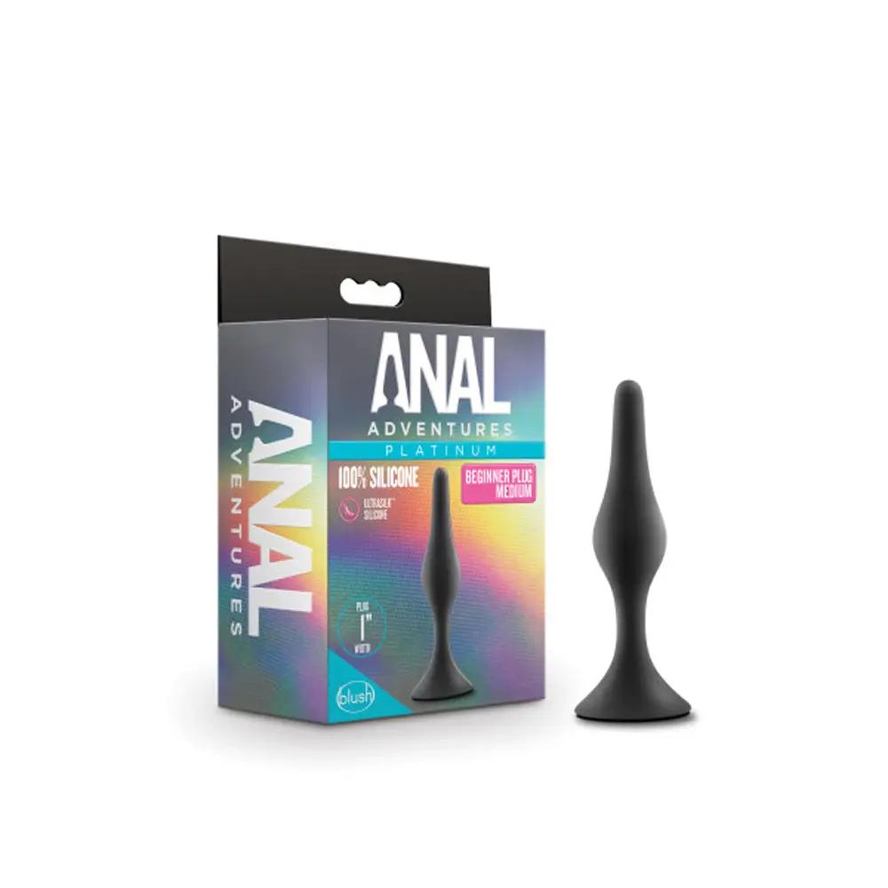Anal Adventures Platinum Silicone Beginner Plug Medium Black by Blush