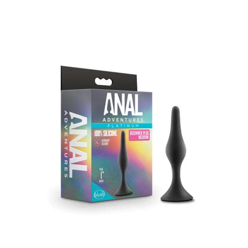 Anal Adventures Platinum Silicone Beginner Plug Medium Black by Blush