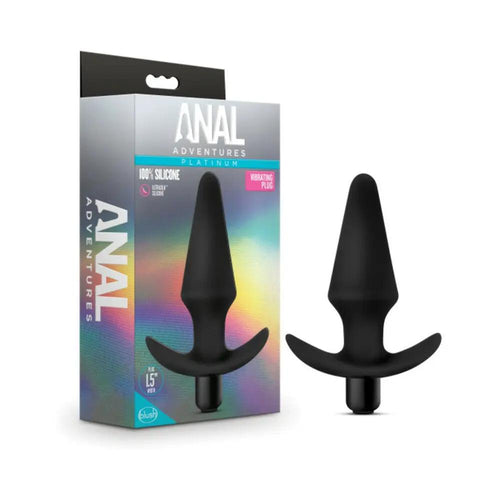 Anal Adventures Platinum Silicone Vibrating Plug Black by Blush