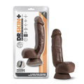 Dr. Skin Plus Thick 8 in. Triple Density Posable Dildo with Balls Brown by Blush
