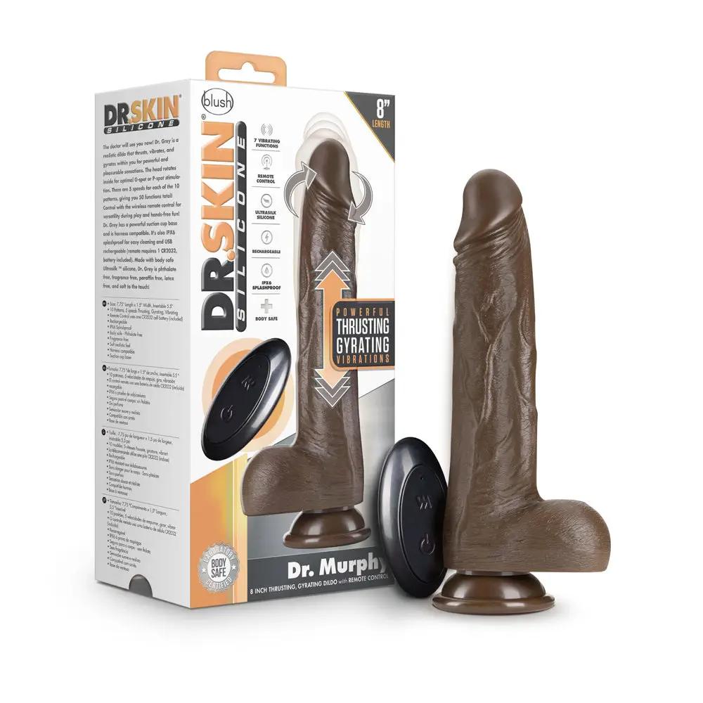 Dr. Skin Dr. Murphy 8 in. Thrusting & Gyrating Dildo with Remote Control Brown by Blush