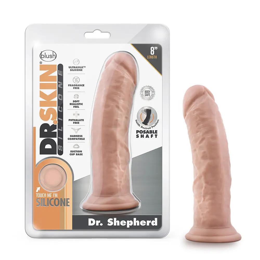 Dr. Skin Silicone Dr. Shepherd Realistic 8 in. Posable Dildo Beige by Blush