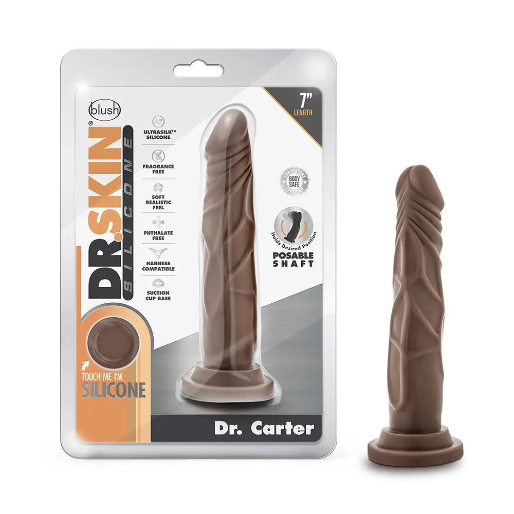 Dr. Skin Silicone Dr. Carter Realistic 7 in. Posable Dildo Brown by Blush