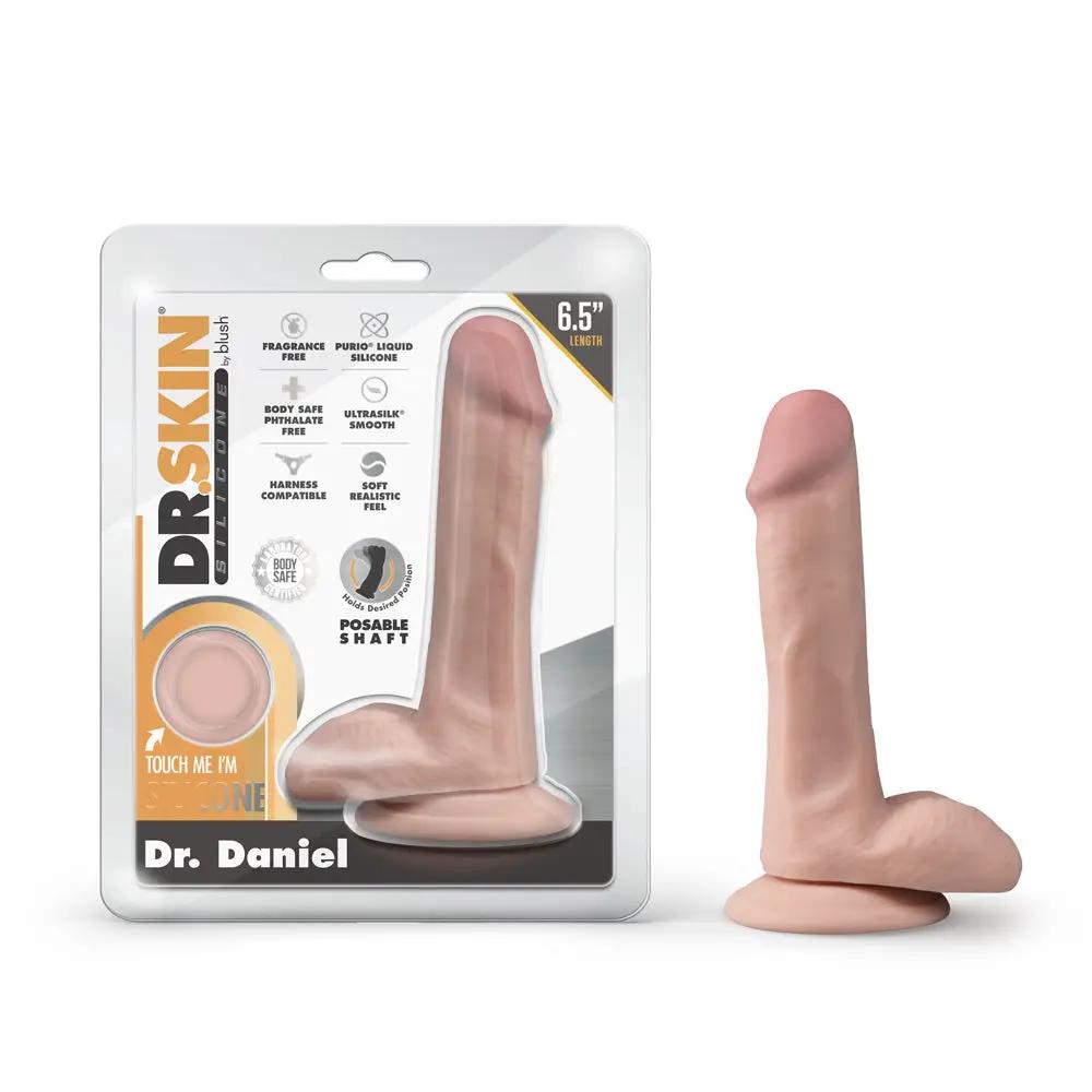 Dr. Skin Silicone Dr. Daniel 6.5 in. Posable Dildo with Balls Beige by Blush