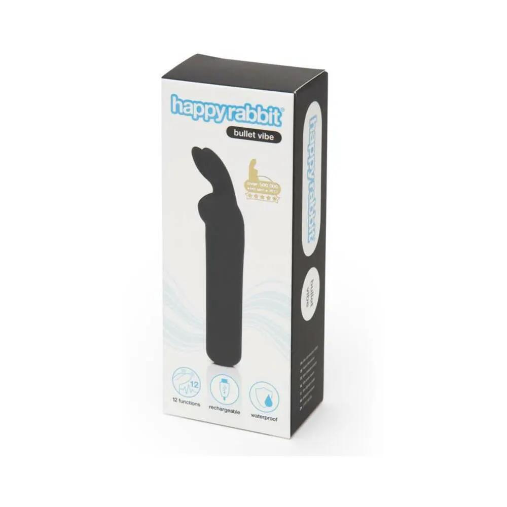 Happy Rabbit Rechargeable Silicone Bullet Vibrator With Ears Black by Happy Rabbit