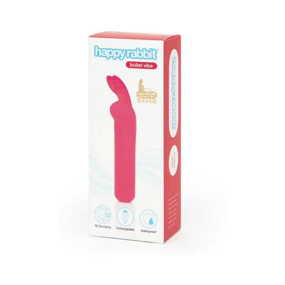 Happy Rabbit Rechargeable Silicone Bullet Vibrator With Ears Pink by Happy Rabbit