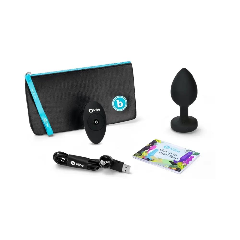 b-Vibe Vibrating Jewel Rechargeable Remote-Controlled Anal Plug with Gem Base Black Diamond XX-Large by b-Vibe