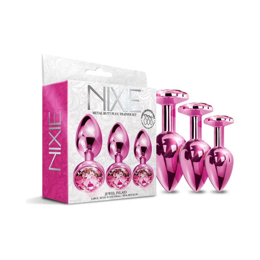 Nixie Metal Butt Plug Trainer Set 3-Piece Pink Metallic by Global Novelties