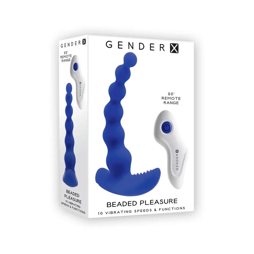 Gender X Beaded Pleasure Rechargeable Remote-Controlled Vibrating Silicone Probe Vibrator Blue by Gender X