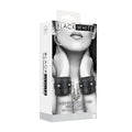 Ouch! Black & White Adjustable Plush Bonded Leather Hand Cuffs Black by Shots