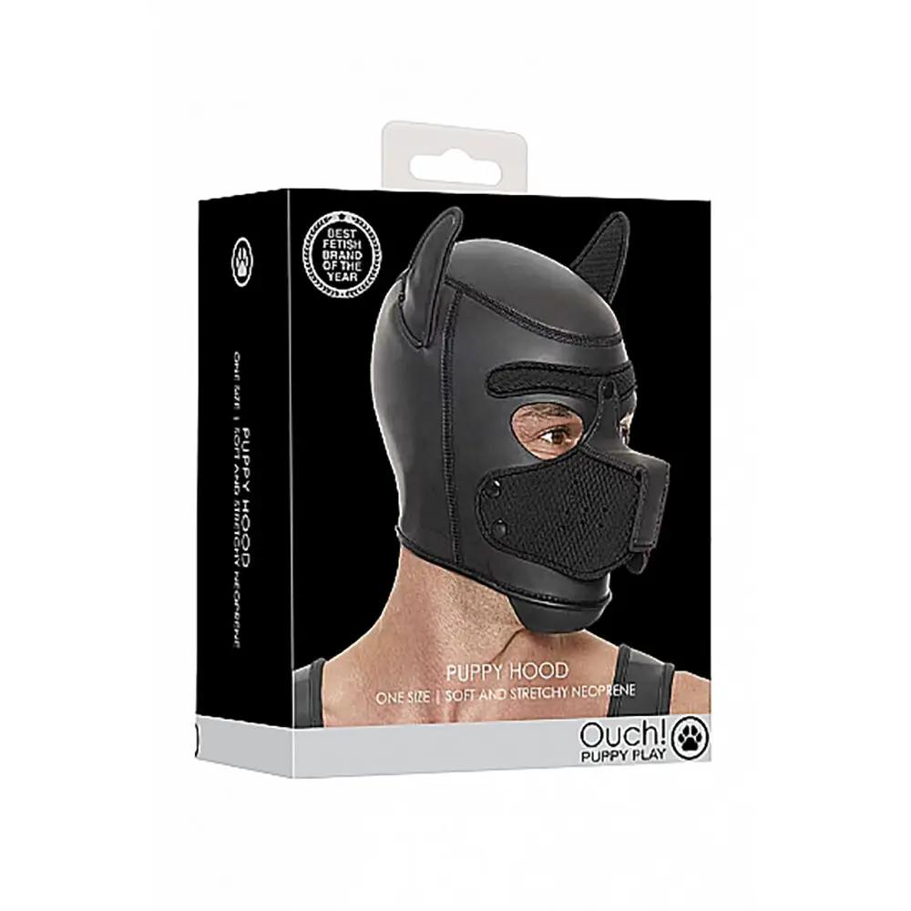 Ouch! Puppy Play Neoprene Puppy Hood Black by Shots