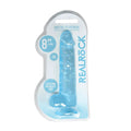 RealRock Crystal Clear Realistic 8 in. Dildo With Balls and Suction Cup Blue by Shots