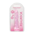 RealRock Crystal Clear Non-Realistic 7 in. Twisted Dildo With Suction Cup Pink by Shots