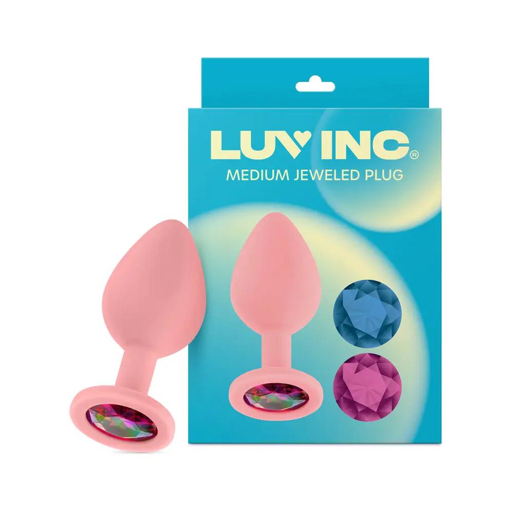 Luv Inc Jp32 Jeweled Medium Plug Silicone with 3-Piece Interchangeable Gems Pink by Luv Inc.