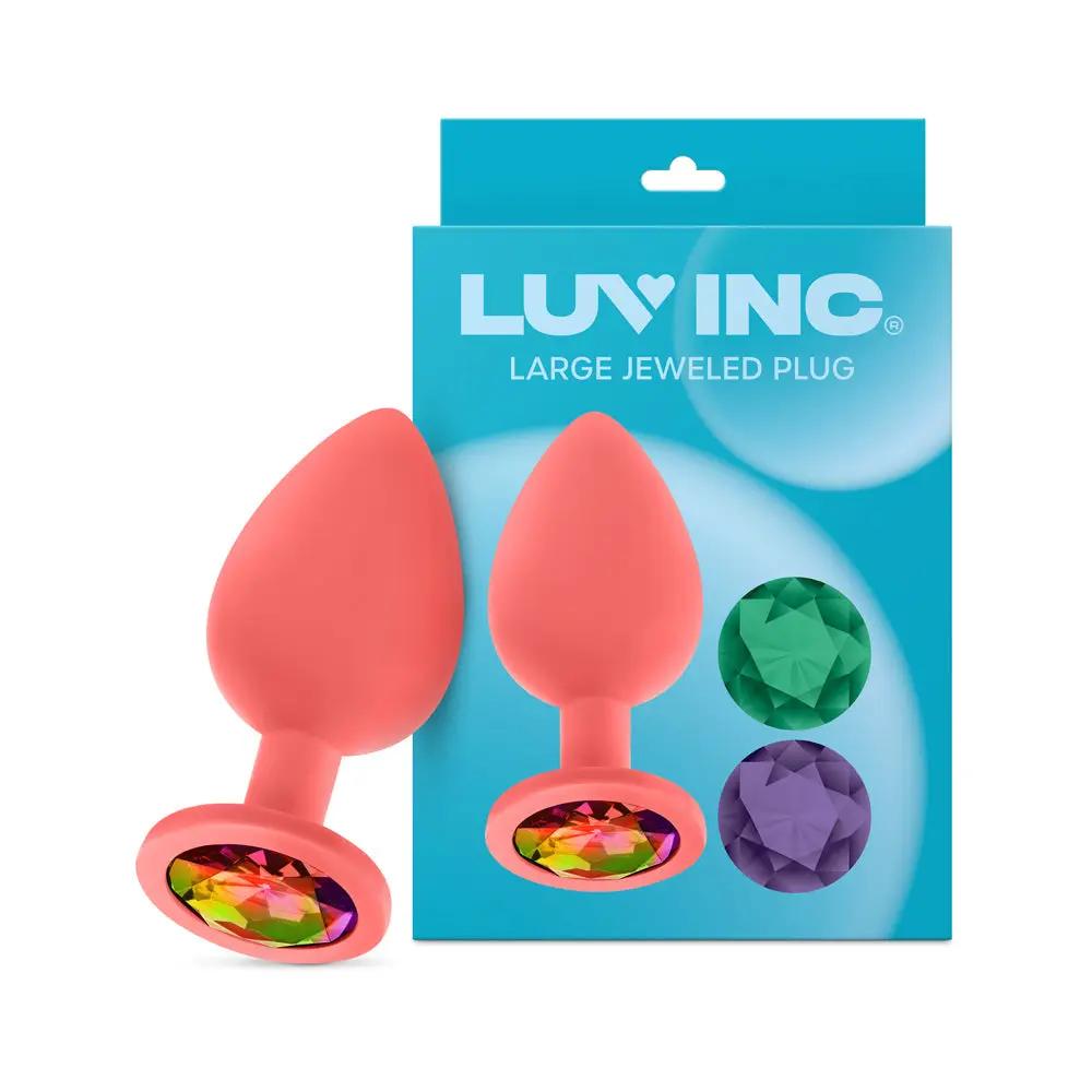 Luv Inc Jp33 Jeweled Large Plug Silicone with 3-Piece Interchangeable Gems Coral by Luv Inc.