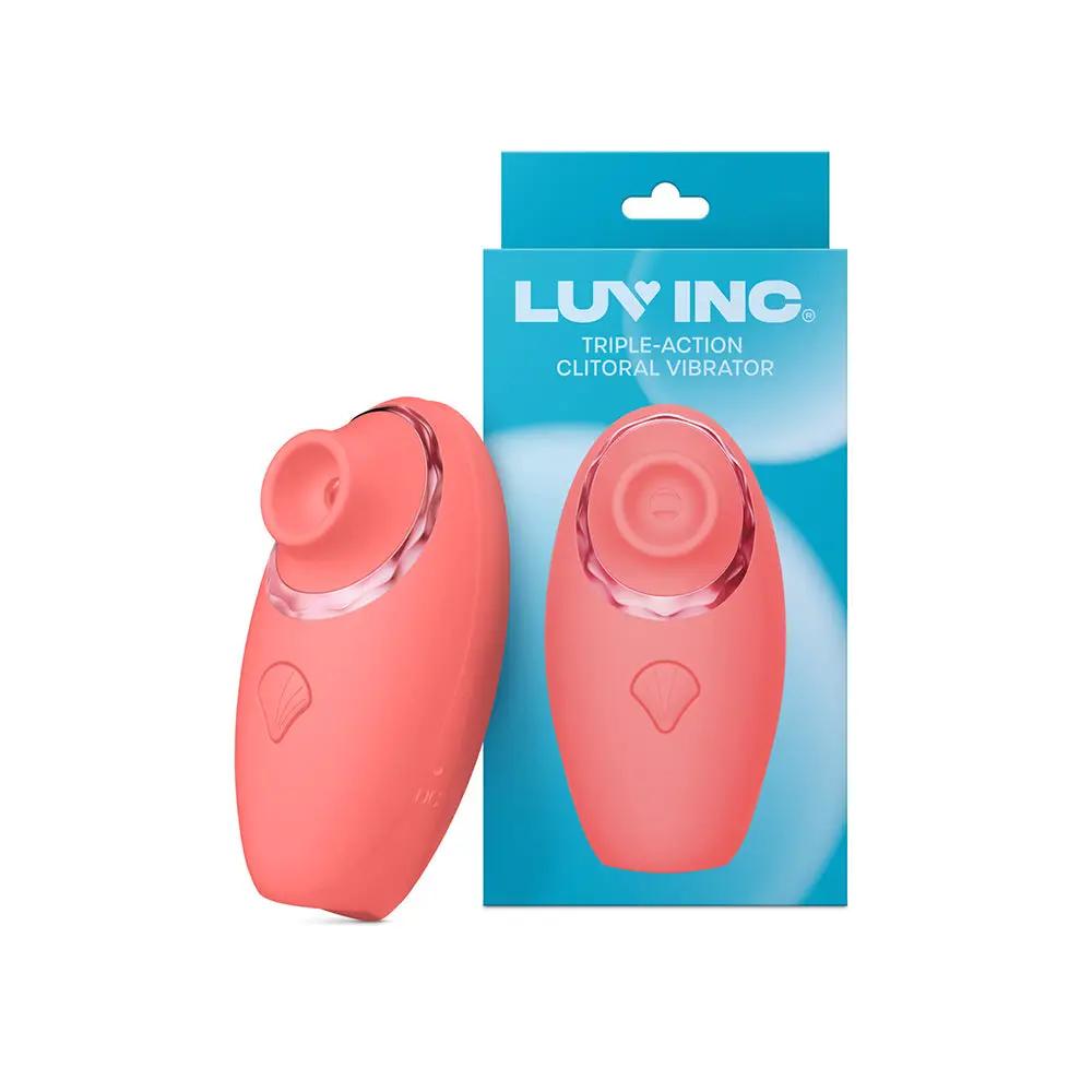 Luv Inc Tv11 Triple-Action Clitoral Vibrator Rechargeable Silicone 3-in-1 Stimulator Coral by Luv Inc.