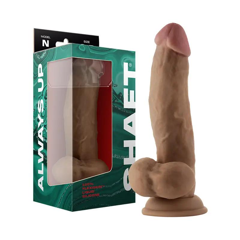 Shaft Model N: 8.5 in. Dual Density Silicone Dildo with Balls Oak by Shaft