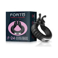 Forto F-24 Rechargeable Silicone Textured Vibrating Cockring Black by Forto
