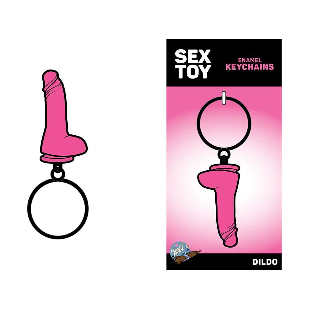 Sex Toy Keychain Pink Dildo by Wood Rocket