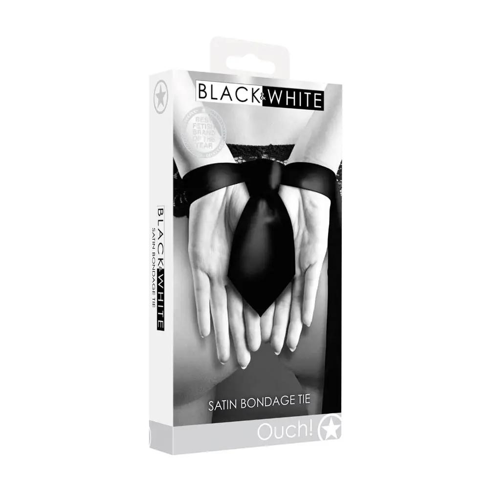 Ouch! Black & White Satin Bondage Tie Black by Shots