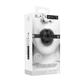 Ouch! Black & White Breathable Ball Gag With Bonded Leather Straps Black by Shots