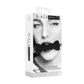 Ouch! Black & White Silicone Bone Gag With Adjustable Bonded Leather Straps Black by Shots
