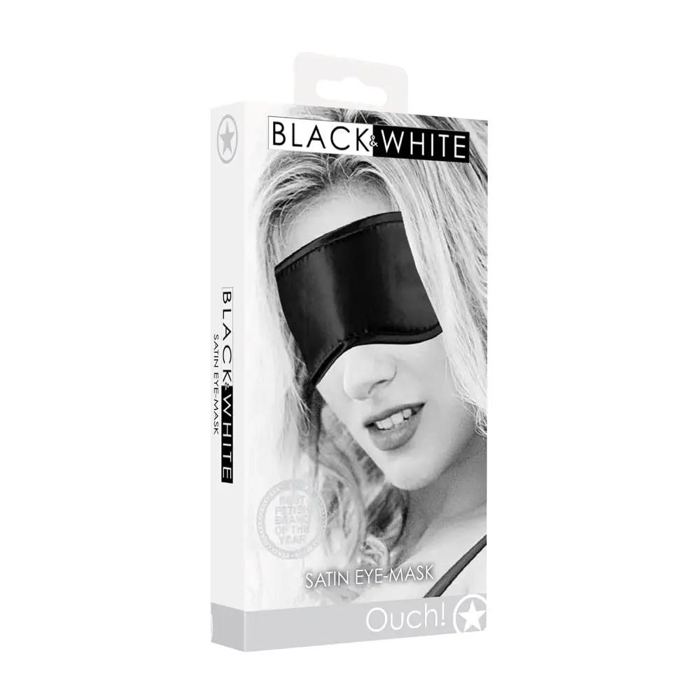 Ouch! Black & White Satin Eye Mask Blindfold Black by Shots