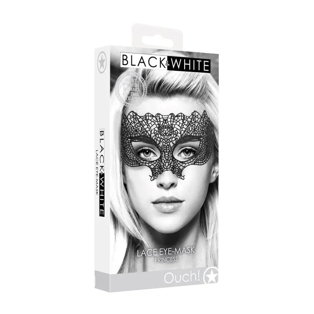Ouch! Black & White Princess Lace Eye Mask Black by Shots