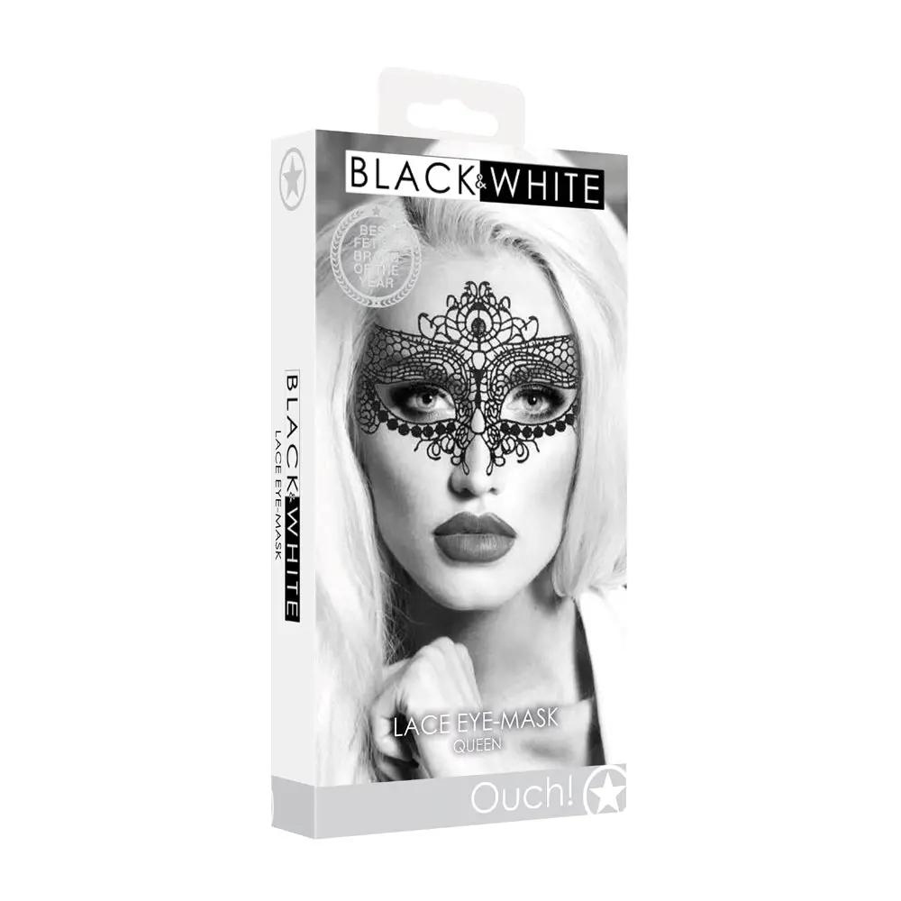 Ouch! Black & White Queen Lace Eye Mask Black by Shots