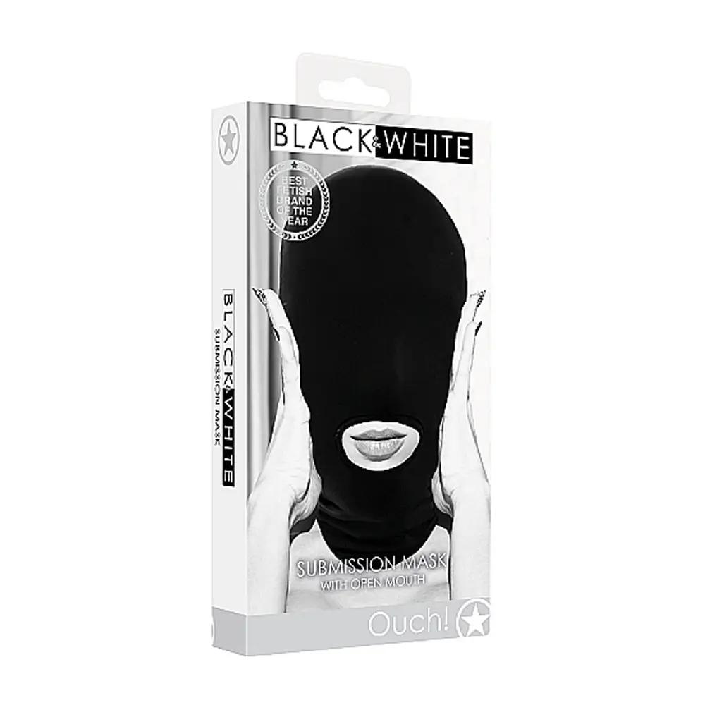 Ouch! Black & White Submission Mask With Open Mouth Black by Shots