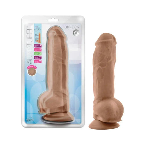 Au Naturel Big Boy 10 in. Posable Dual Density Dildo with Balls Tan by Blush