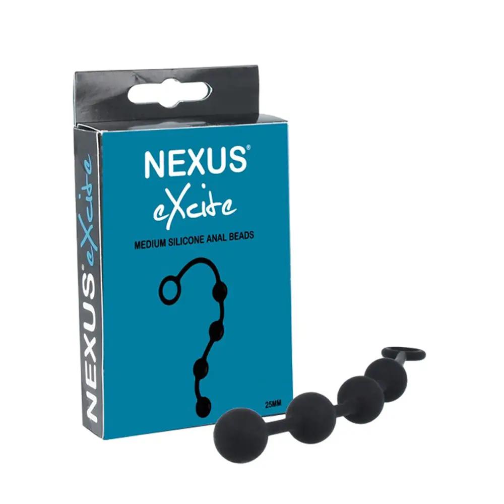 Nexus EXCITE Anal Beads Silicone Medium Black by Nexus