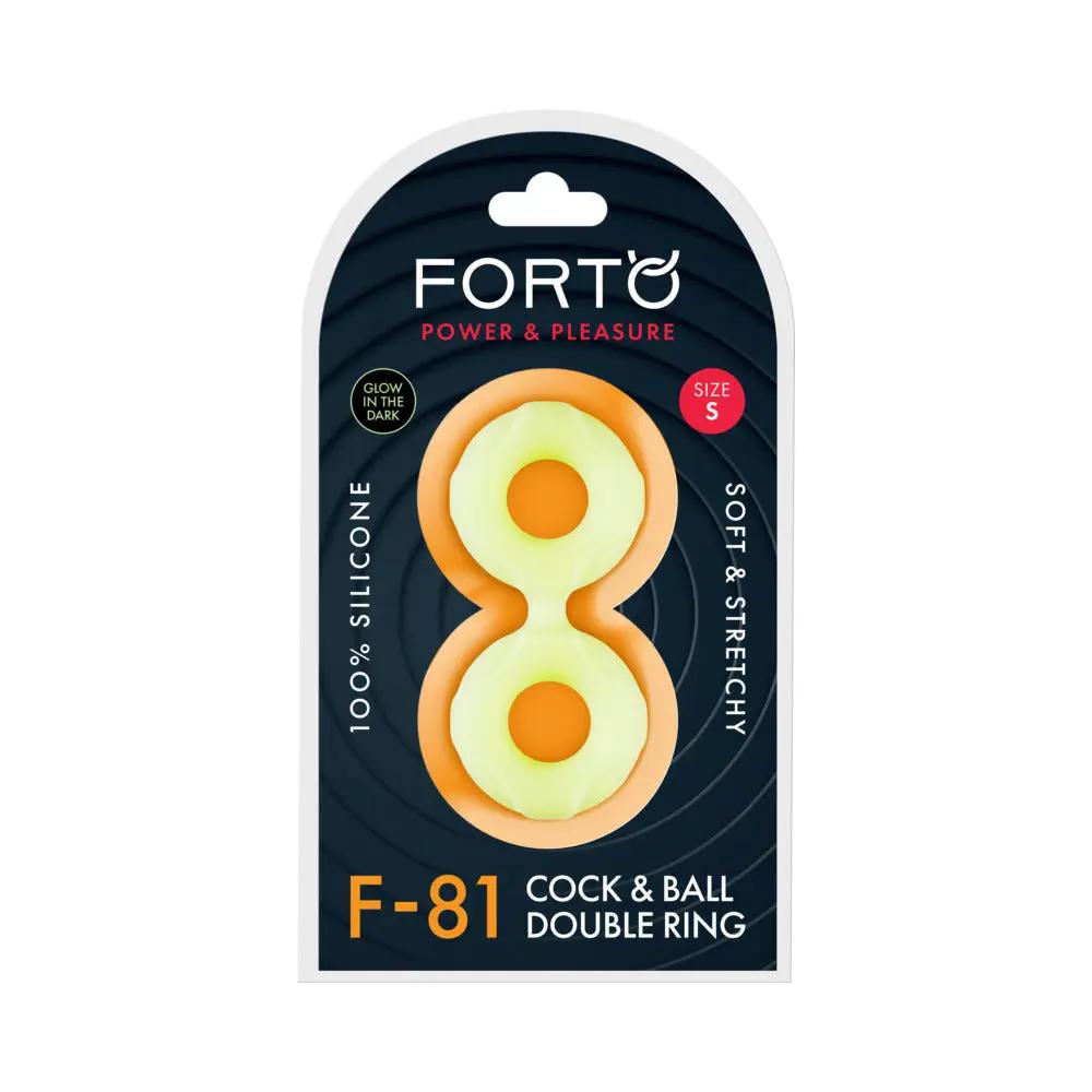 Forto F-81 Liquid Silicone Cock & Ball Double Ring Small Glow by Forto