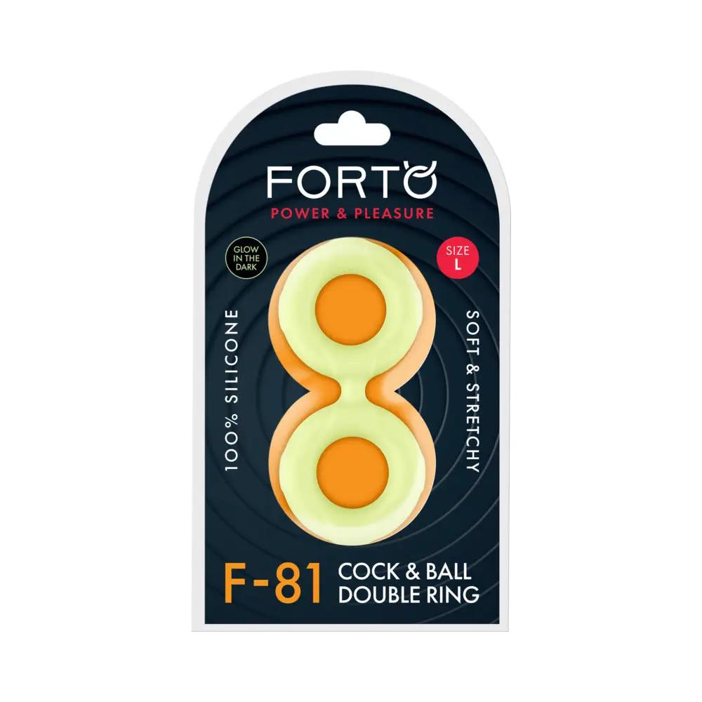 Forto F-81 Liquid Silicone Cock & Ball Double Ring Large Glow by Forto