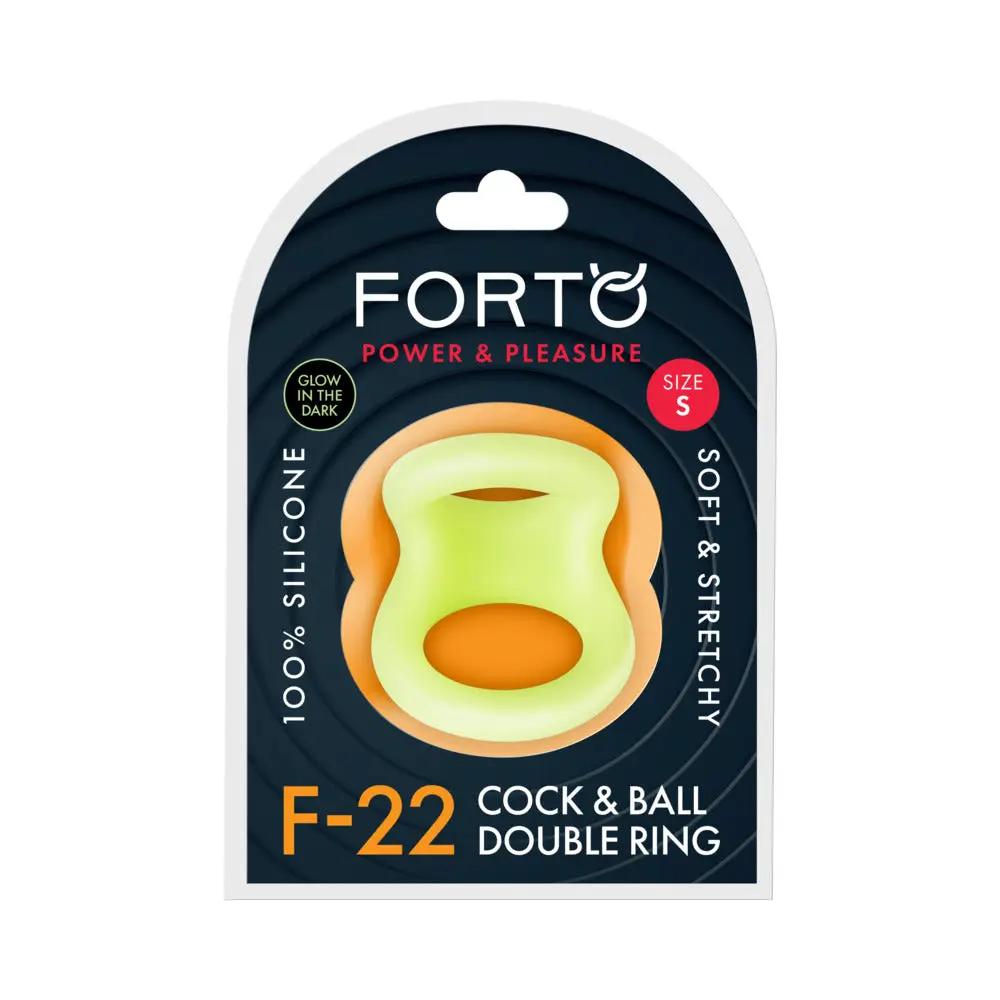 Forto F-22 Liquid Silicone Cock & Ball D-Ring Small Glow by Forto