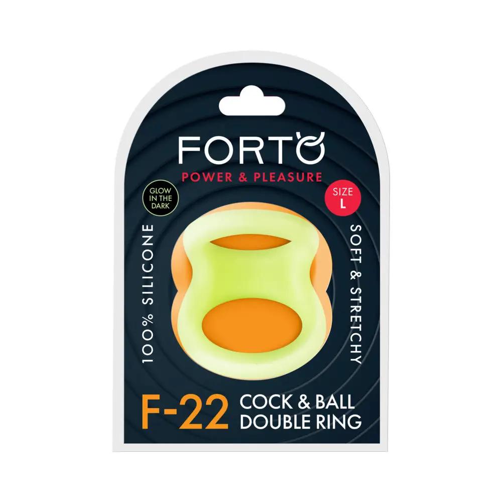 Forto F-22 Liquid Silicone Cock & Ball D-Ring Large Glow by Forto